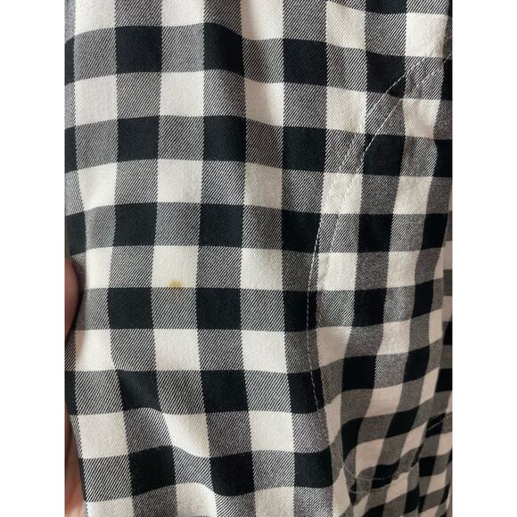 J Jill Gingham Tunic Shirt Dress Roll Tab Sleeves Pockets Size Medium Black - Picture 7 of 8